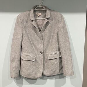 LOFT Light Gray Textured Women's Single-Button Blazer